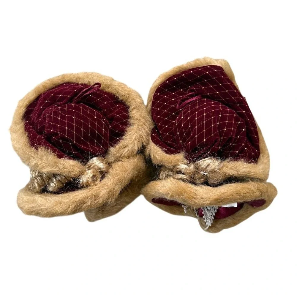 Victorian Doll Head Christmas Ornaments‎ Set of 2 Multicolor 12